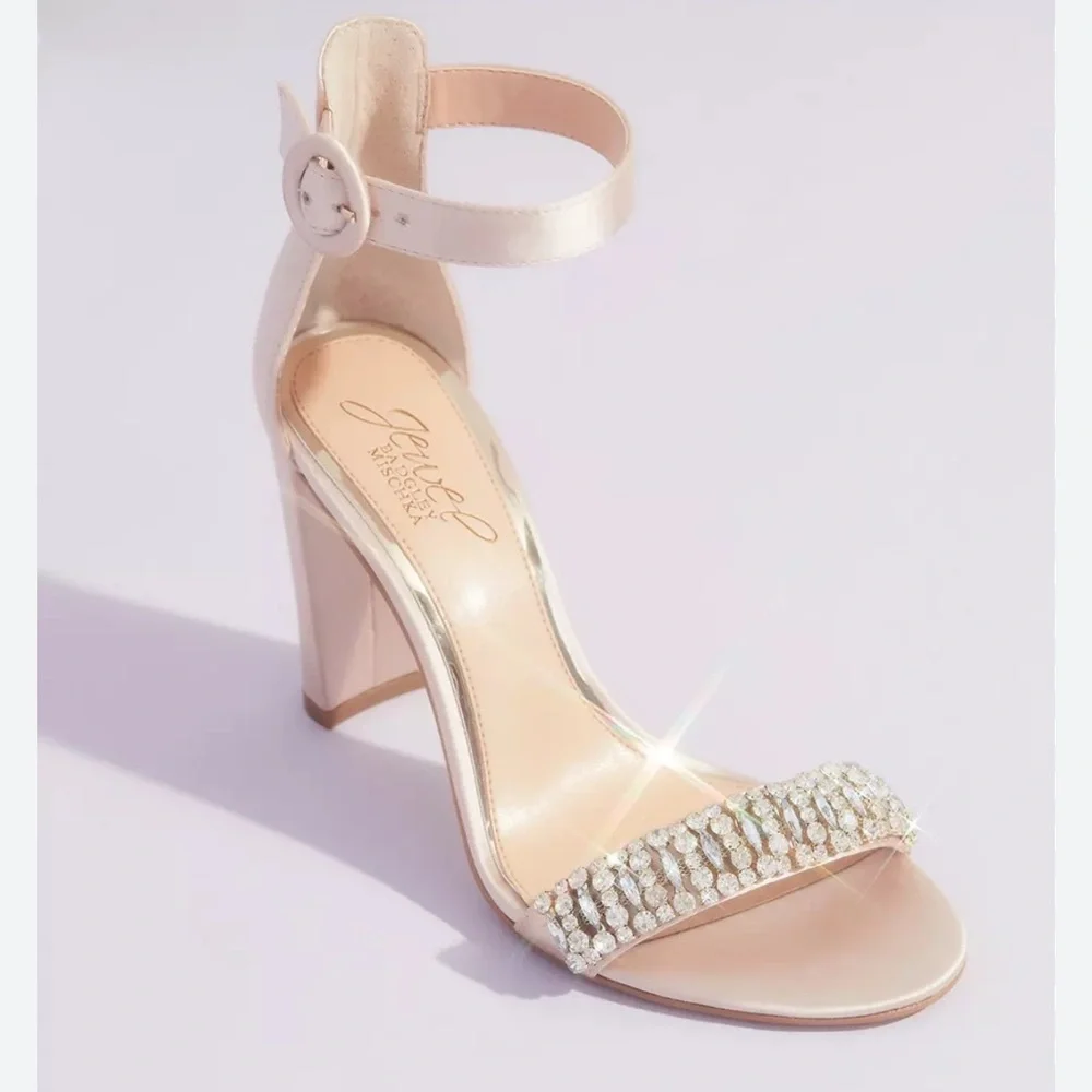 Jewel Badgley Mischka Jameson Sandal  Satin Embellished Women's Sz11 Price Firm!